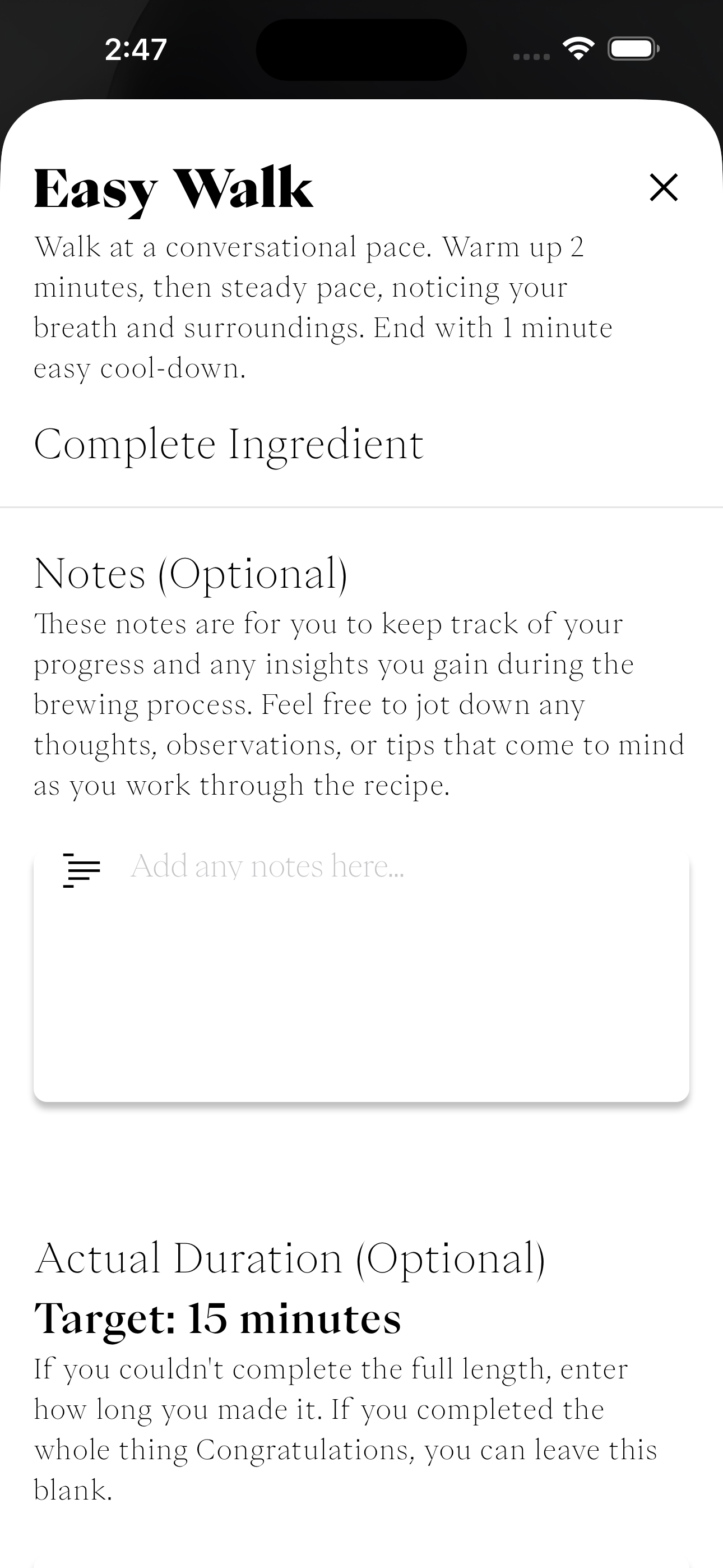 by-day Reset Brew screen